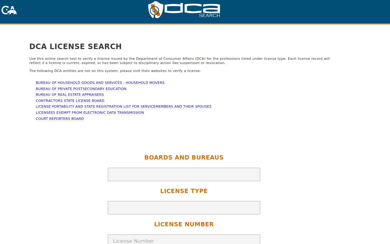 Turlock residents directory reference to California professional license search