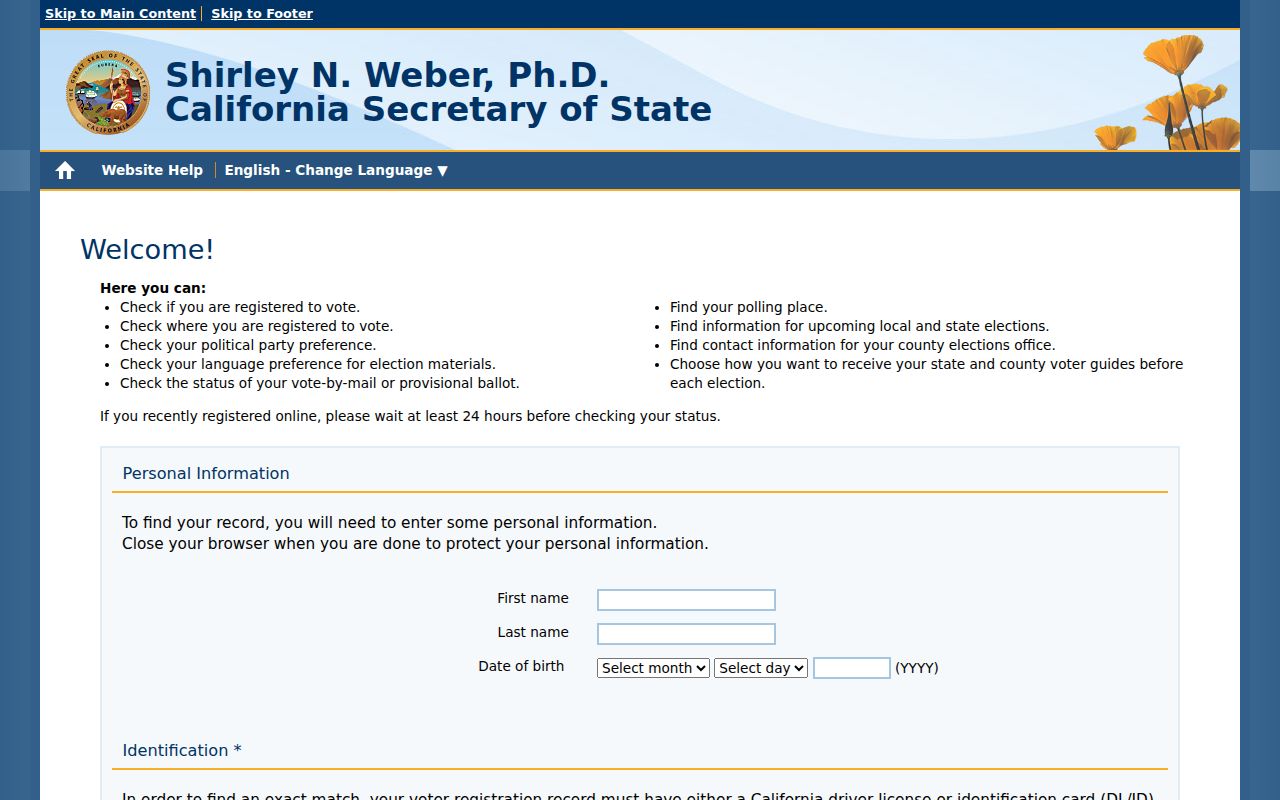 Turlock residents directory reference to California My Voter Status