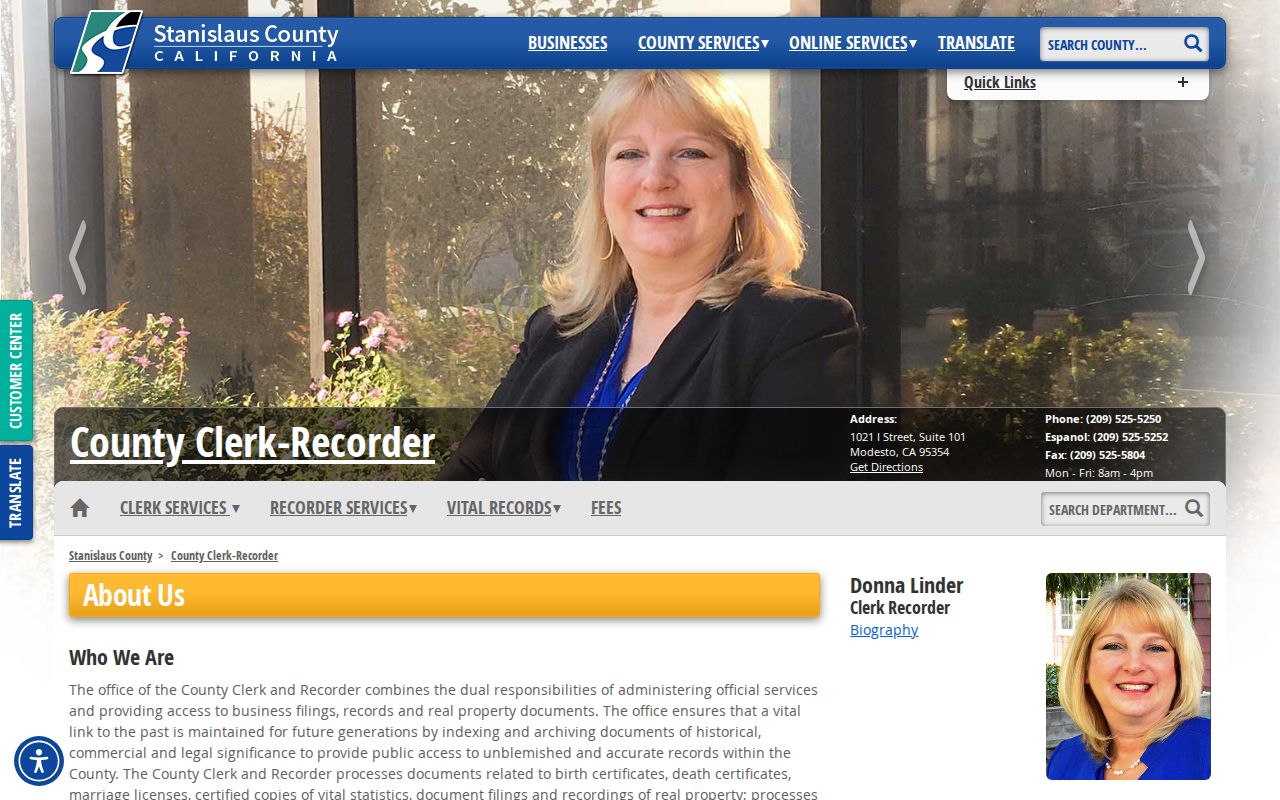 Turlock residents directory reference to the Stanislaus County Clerk-Recorder