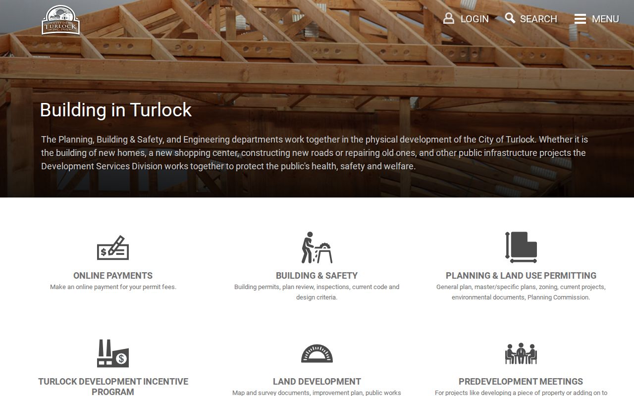 Turlock street directory reference to city building and planning services