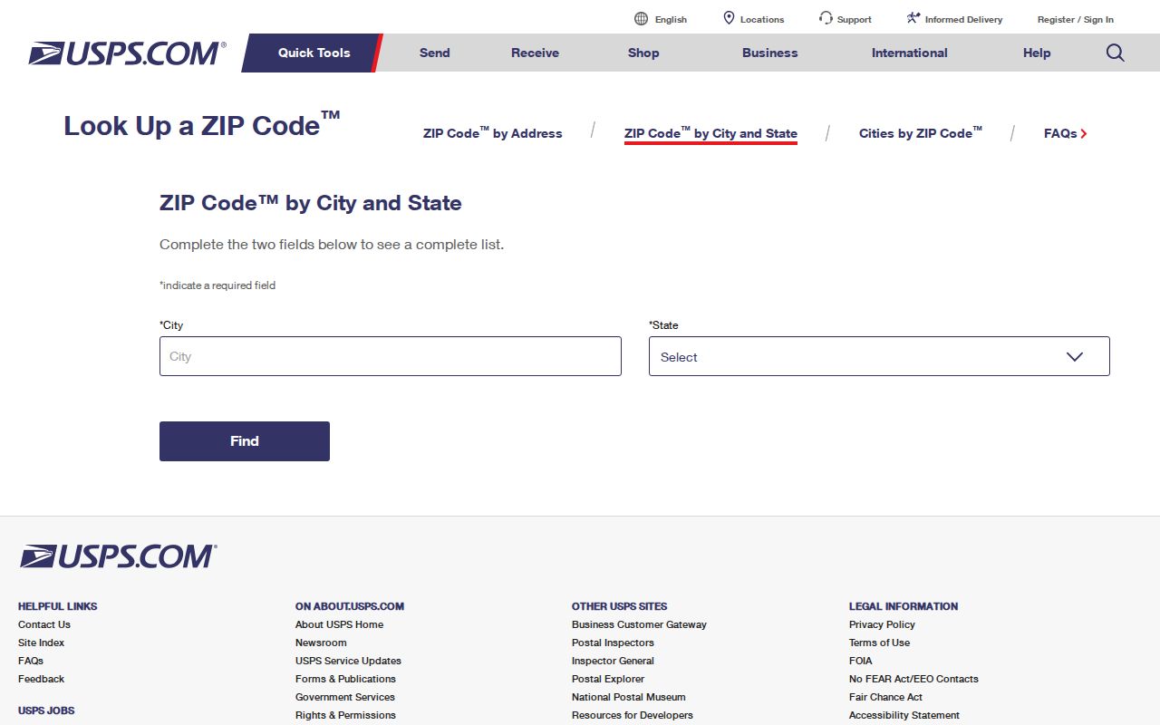 Turlock ZIP code directory reference to the USPS address lookup