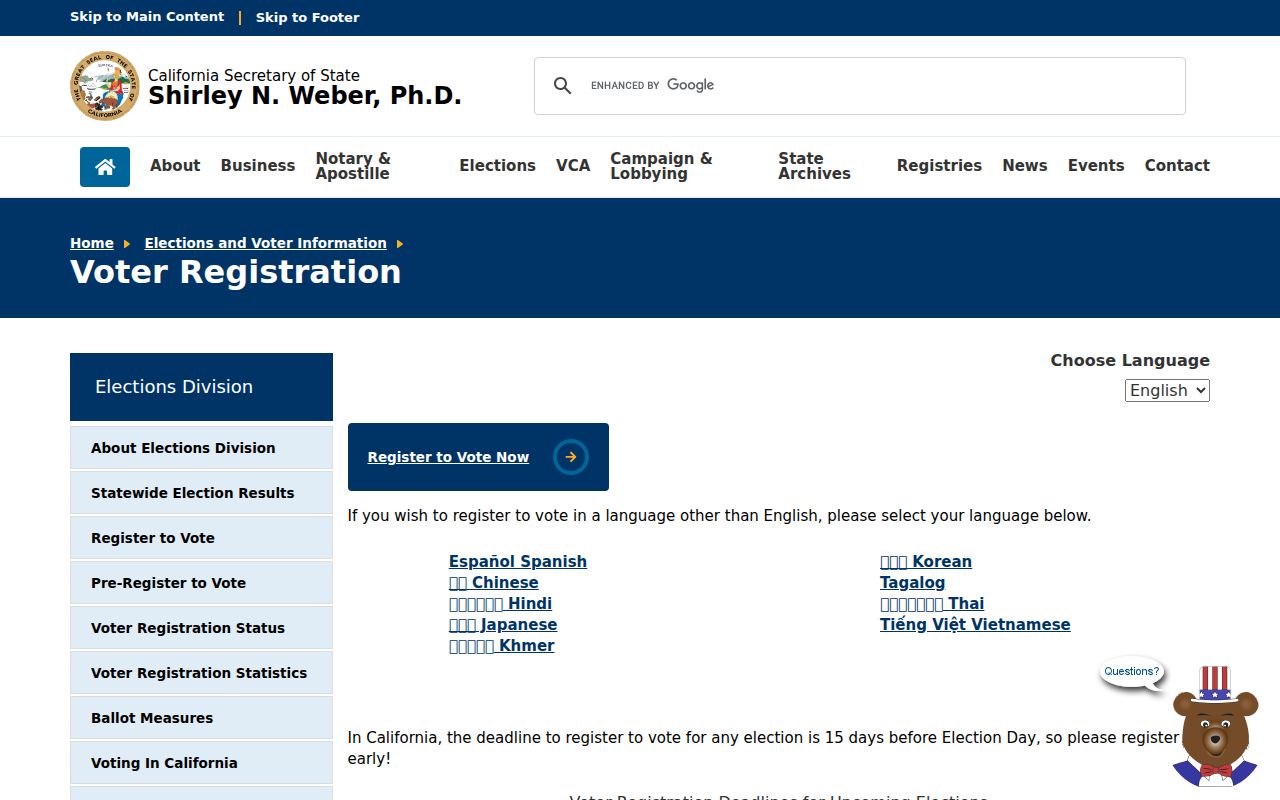 Turlock ZIP code directory reference to California voter registration guidance
